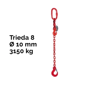 Jednopramenný řetězový vazák, oko-hák, zkracovač, nosnost 3150 kg, G8-10, Certifikát